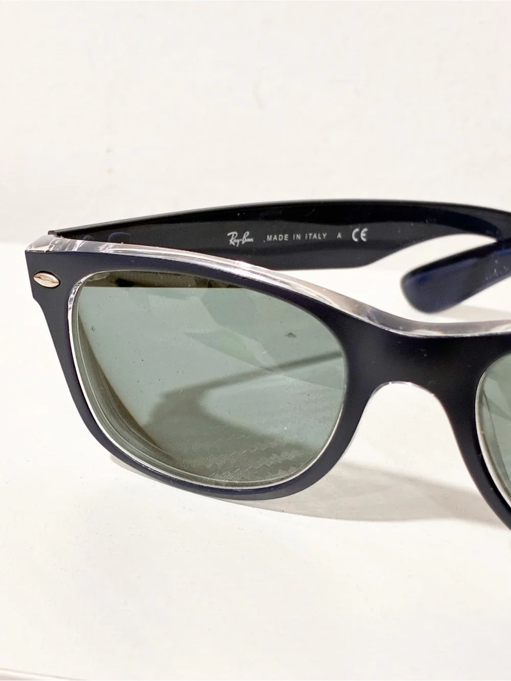 Ray-Ban Wayfarer Color Green Lens Blue Frame Sunglasses PRESCRIPTION